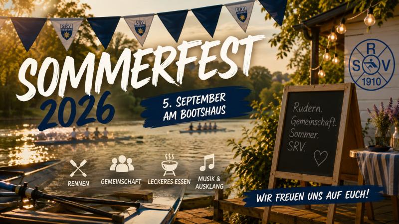 SRV Sommerfest 2026 – gemeinsam feiern und rudern am Boothaus